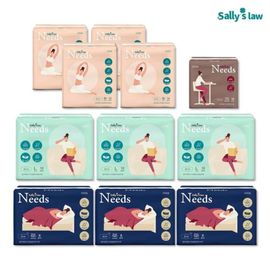 [SALLY'S LAW] Needs Ultra Slim Sanitary Napkin Medium 4packs+Large 3packs+Overnight 3packs+Panty liner 1pack – 1,500 Air Holes for Freshness - Made in Korea